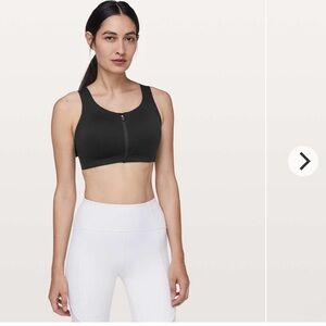 Like New-Lululemon-Enlight Zip Front Bra- 40C- Black- Never Worn- UltraLu Fabric